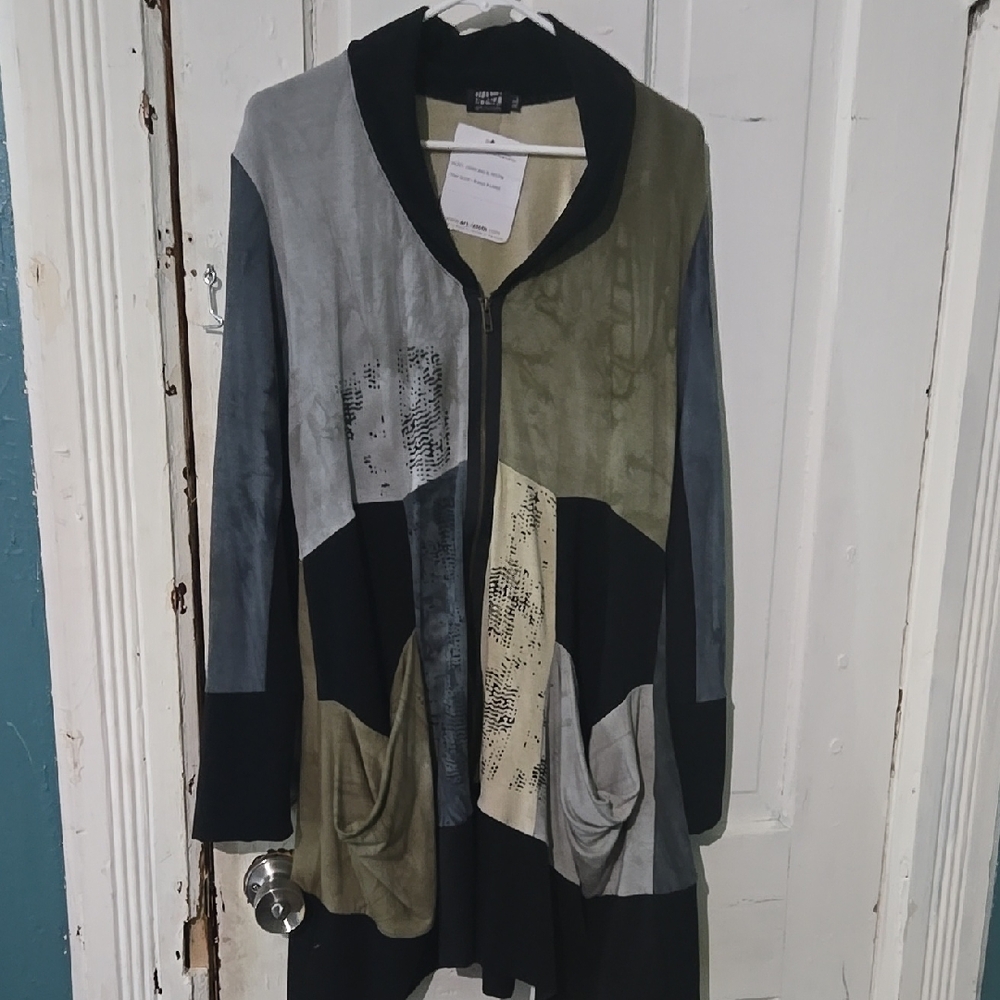 Patchwork Women's Jacket - Black, Gray, Green